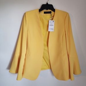 Zara Yellow Bell Sleeve Jacket Blazer